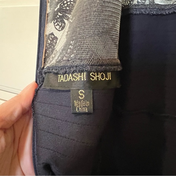 Tadashi Shoji Navy Blue Lace Dress Wedding Guest MOB Size Small NWOT Cocktail - Picture 13 of 13